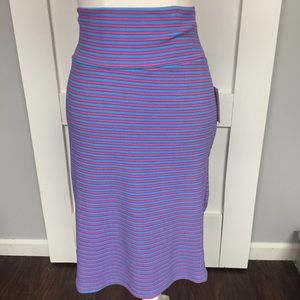 LuLaRoe XL Cassie Pink and Blue Pencil Stripes